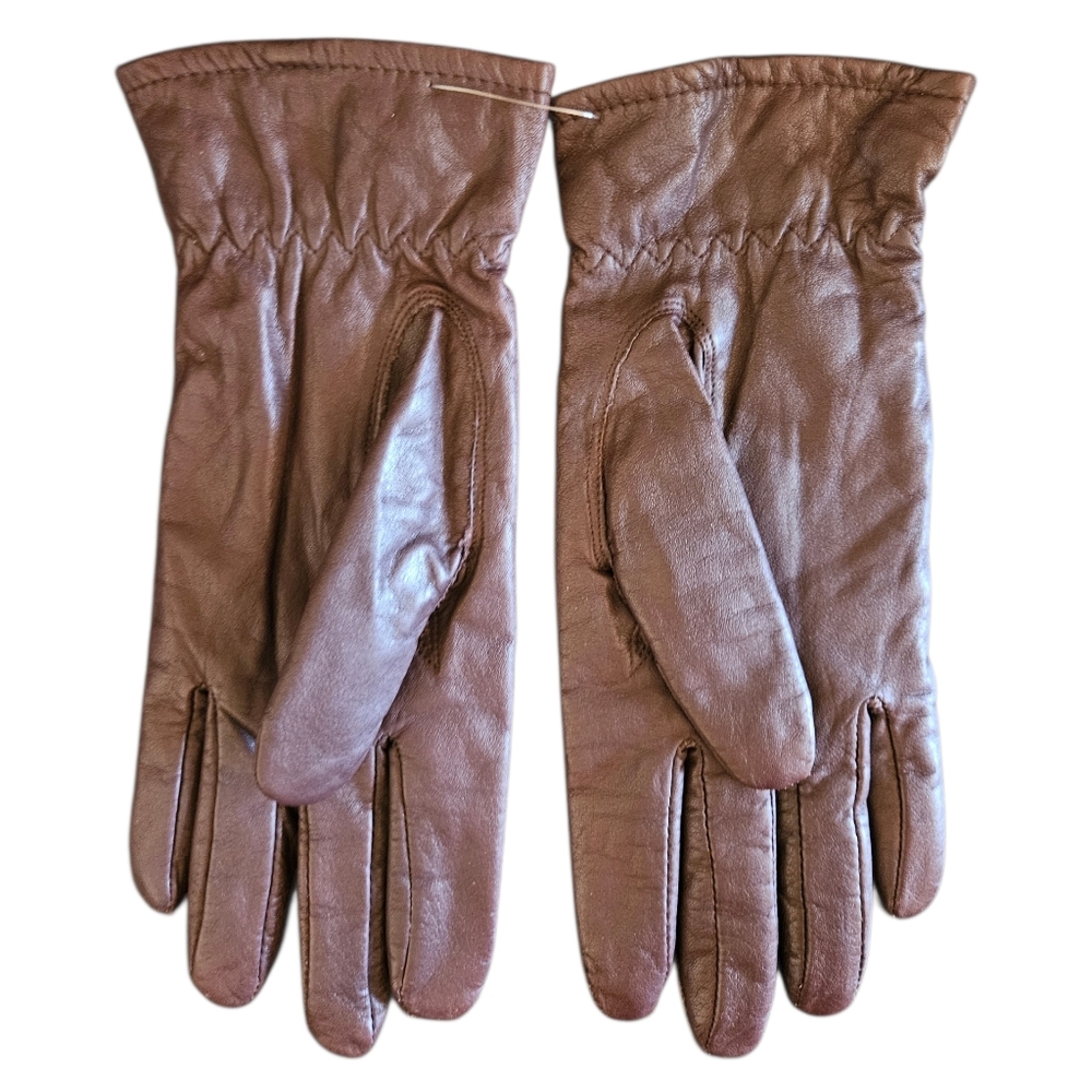 Women's Chocolate Brown Leather Thinsulate Insulation Gloves Size M
